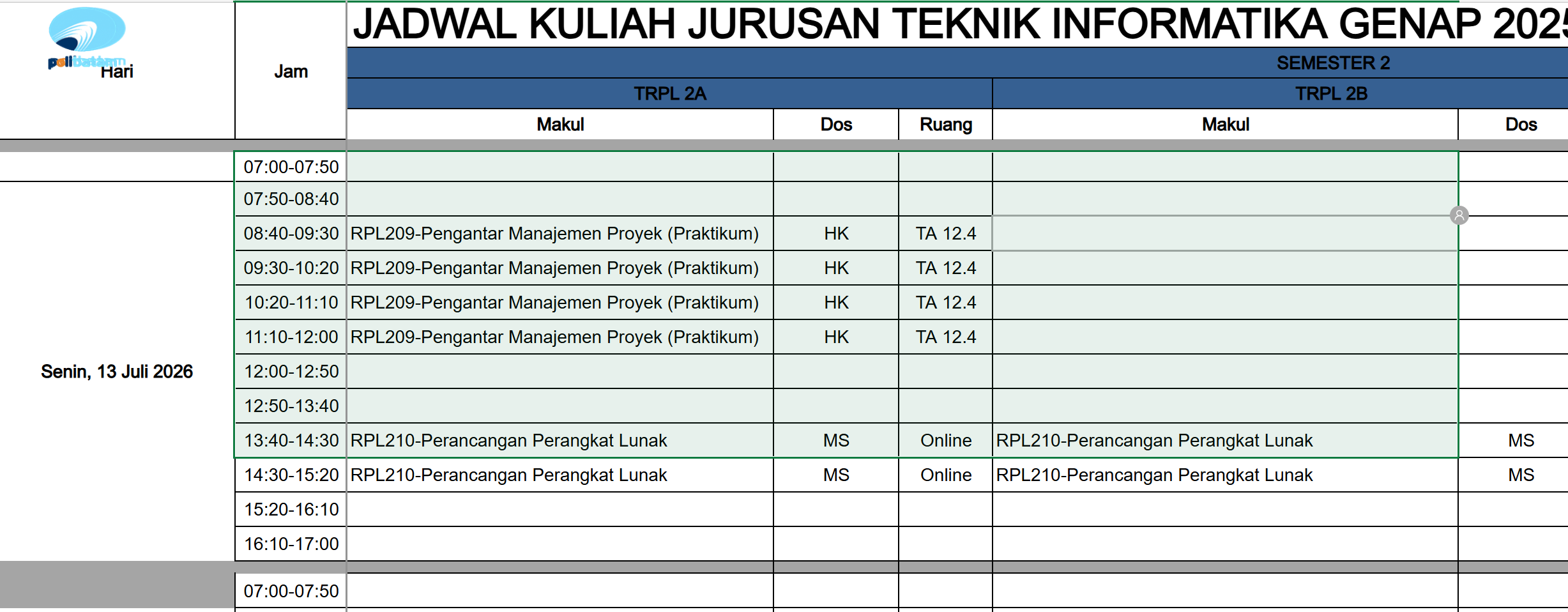 Jadwal Pelaksanaan AAS Semester Genap TA 2025-2026